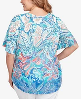 Ruby Rd. Plus Embellished Layered Paisley Top