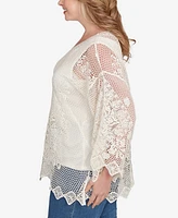 Ruby Rd. Plus Lined Medallion Crochet Top