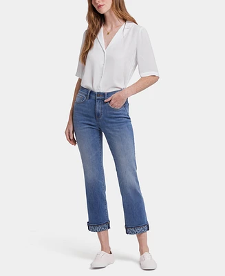 Nydj Women's Marilyn Straight Ankle Jeans with Printed Cuffs