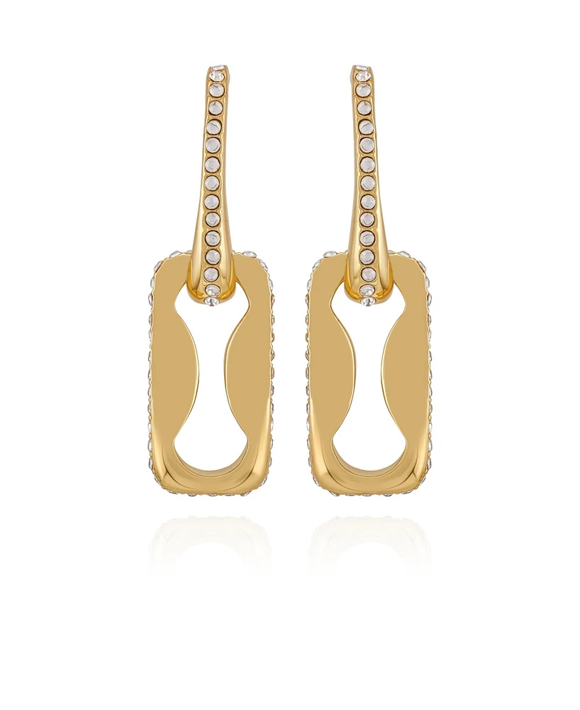 Vince Camuto Gold-Tone Pave Interlocking Link Earrings