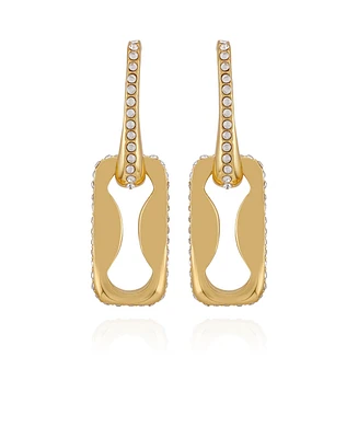 Vince Camuto Gold-Tone Pave Interlocking Link Earrings