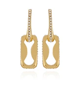 Vince Camuto Gold-Tone Pave Interlocking Link Earrings