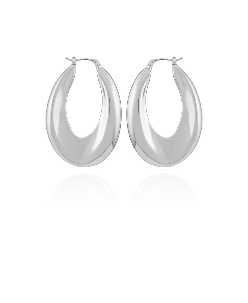Vince Camuto Silver Tone Bold Oval Hoop Earrings