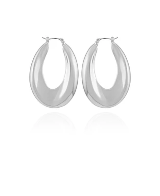 Vince Camuto Silver Tone Bold Oval Hoop Earrings
