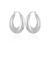 Vince Camuto Silver Tone Bold Oval Hoop Earrings