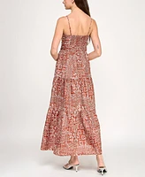 Trixxi Juniors' Printed Keyhole Sleeveless Maxi Dress