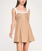 Trixxi Juniors' Printed Contrast-Trim Sleeveless Fit & Flare Dress