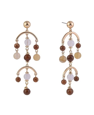 Rachel Rachel Roy Gold Tone and Brown Bead Chandelier Earrings