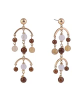 Rachel Rachel Roy Gold Tone and Brown Bead Chandelier Earrings