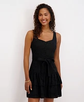 kensie Women's Embroidered Cotton Sleeveless Dress