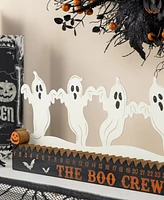 Glitzhome 7" Halloween Wooden Metal White Ghost Silhouette Countdown Table Sign
