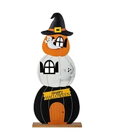 Glitzhome 35" Halloween Wooden Pumpkin Haunted House Porch Decor