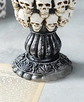 Glitzhome 7.25"H Halloween Resin Stacked Skull Waterglobe