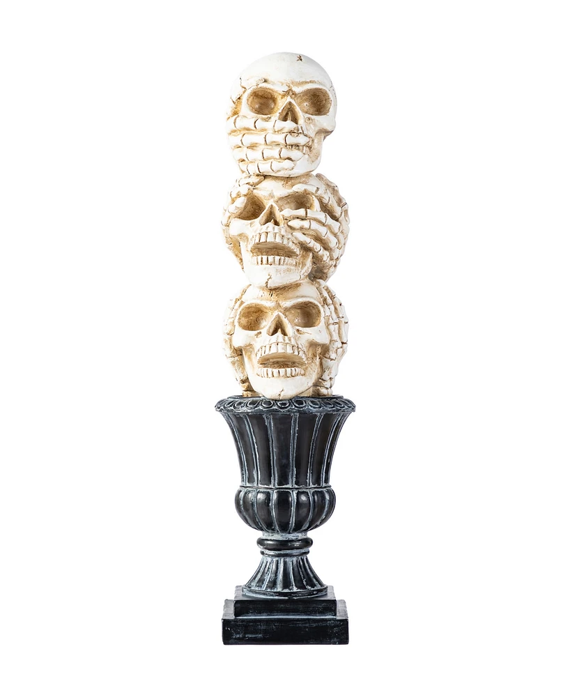 Glitzhome 18" Halloween Resin Stacked Skull Table Decor