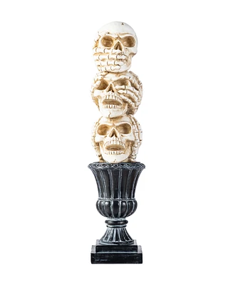 Glitzhome 18" Halloween Resin Stacked Skull Table Decor