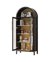 Vlsrka Curio Cabinet w/ Glass Doors, 5-Tier Shelf, Lights & Sensor