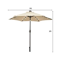 9 Feet Solar Led Lighted Patio Market Umbrella with Tilt Adjustment without Base