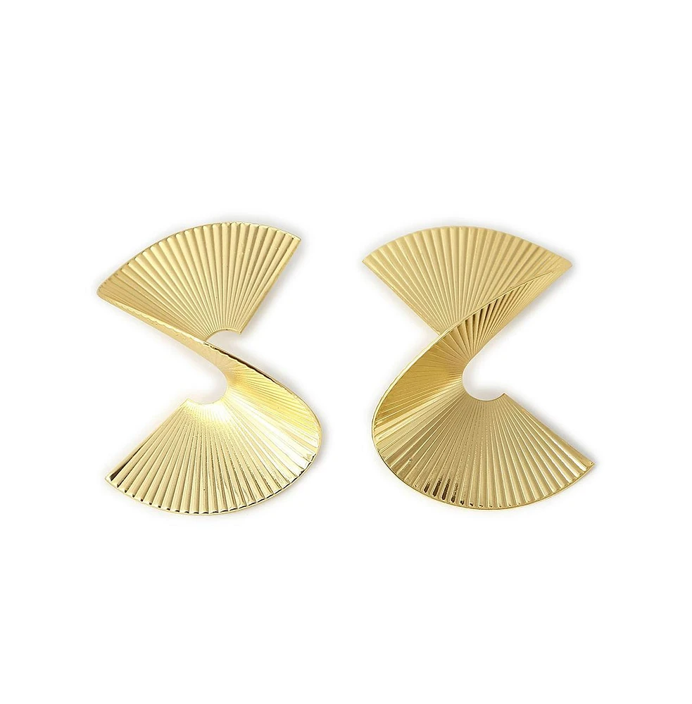 Sohi Women's Gold Metallic Twist Drop Earrings