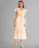 julia jordan Women's Chiffon Tie-Neck Sleeveless Maxi Dress