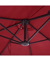 Flynama Outsunny Extra Large 15ft Patio Umbrella, Double-Sided Outdoor Umbrella with Crank Handle and Air Vents for Backyard, Deck, Pool, Market, Wine