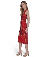 Vince Camuto Women's Sleeveless Mesh Midi Dress