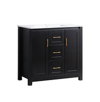 Casainc 36" Black Vanity Set with Undermount Sink, Soft-Close Doors & Drawers, Space-Saving Organizer