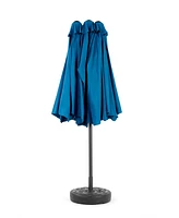 Flynama 14.8 Ft Double Sided Outdoor Umbrella Rectangular Large with Crank ( Dark blue )