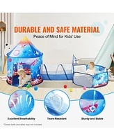 3 in 1 Kids Play Tent with Tunnel Indoor Outdoor Pop Up Playhouse Rocket Theme