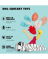 Nocciola 9-in-1 Zombie Plush Squeaky Dog Toy with 8 Organ-Shaped Toys for Small Medium Dogs
