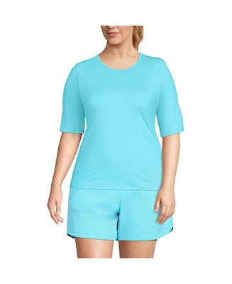 Lands' End Plus SunShade Upf 50 Elbow Sleeve Relaxed Rash Guard