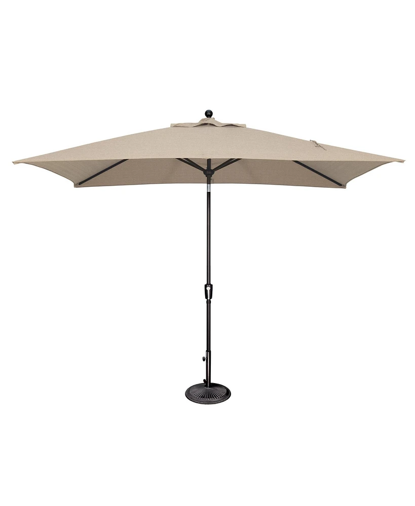 Mondawe 6.6FTx10FT Solefin Rectangle Patio Umbrella with Push-Button Tilt, Black Frame