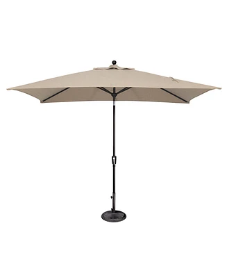 Mondawe 6.6FTx10FT Solefin Rectangle Patio Umbrella with Push-Button Tilt, Black Frame