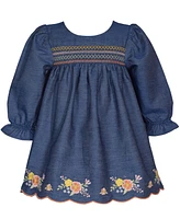 Bonnie Baby Girls Embroidered Denim Dress
