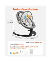 Slickblue Kids Swing 5 Speeds 3 Seat Positions Remote Control Toy Bar 3 Toys