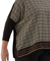 Ella Rafaella Plus Medallion Print Knit 3/4 Sleeve Top