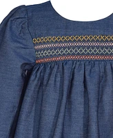 Bonnie Baby Girls Embroidered Denim Dress