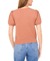 CeCe Women's Pointelle-Stitch Short-Sleeve V-Neck Cardigan
