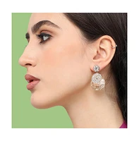 Sohi Women's Silver Stone Drop Earrings