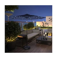9 Feet Solar Led Lighted Patio Market Umbrella with Tilt Adjustment without Base