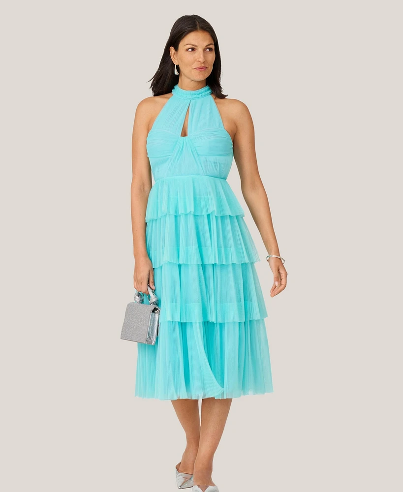 J Mendel Women's Halter Tiered Midi Dress