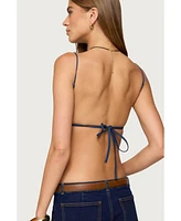 Edikted Women's Conley Backless Denim Top
