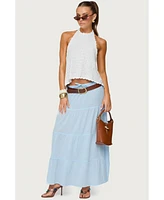 Edikted Women's Kaila Cotton Tiered Maxi Skirt