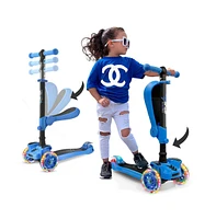 Hurtle 3-Wheeled Scooter for Kids - Wheel Led Lights, Adjustable Lean-to-Steer Handlebar, and Foldable Seat