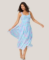J Mendel Women's Floral Twist Pleated Midi Dress