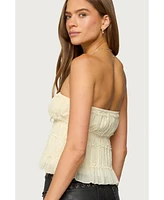 Edikted Women's Seren Ruffle Chiffon Strapless Top