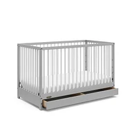 Graco Teddi 5-in-1 Convertible Crib with Drawer - Pebble Gray and White