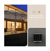 15 Feet Double-Sided Patio Umbrella with 48 Led Lights