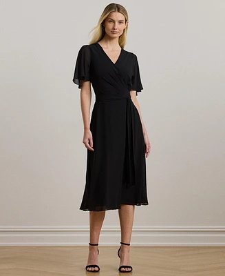 Lauren Ralph Women's Belted Georgette Dress