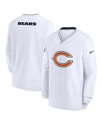 Nike Men's White Chicago Bears 2023/24 Sideline Repel V-Neck Long Sleeve Pullover Windshirt