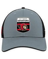 Fanatics Men's Gray/Black Ottawa Senators Authentic Pro Home Ice Trucker Adjustable Hat